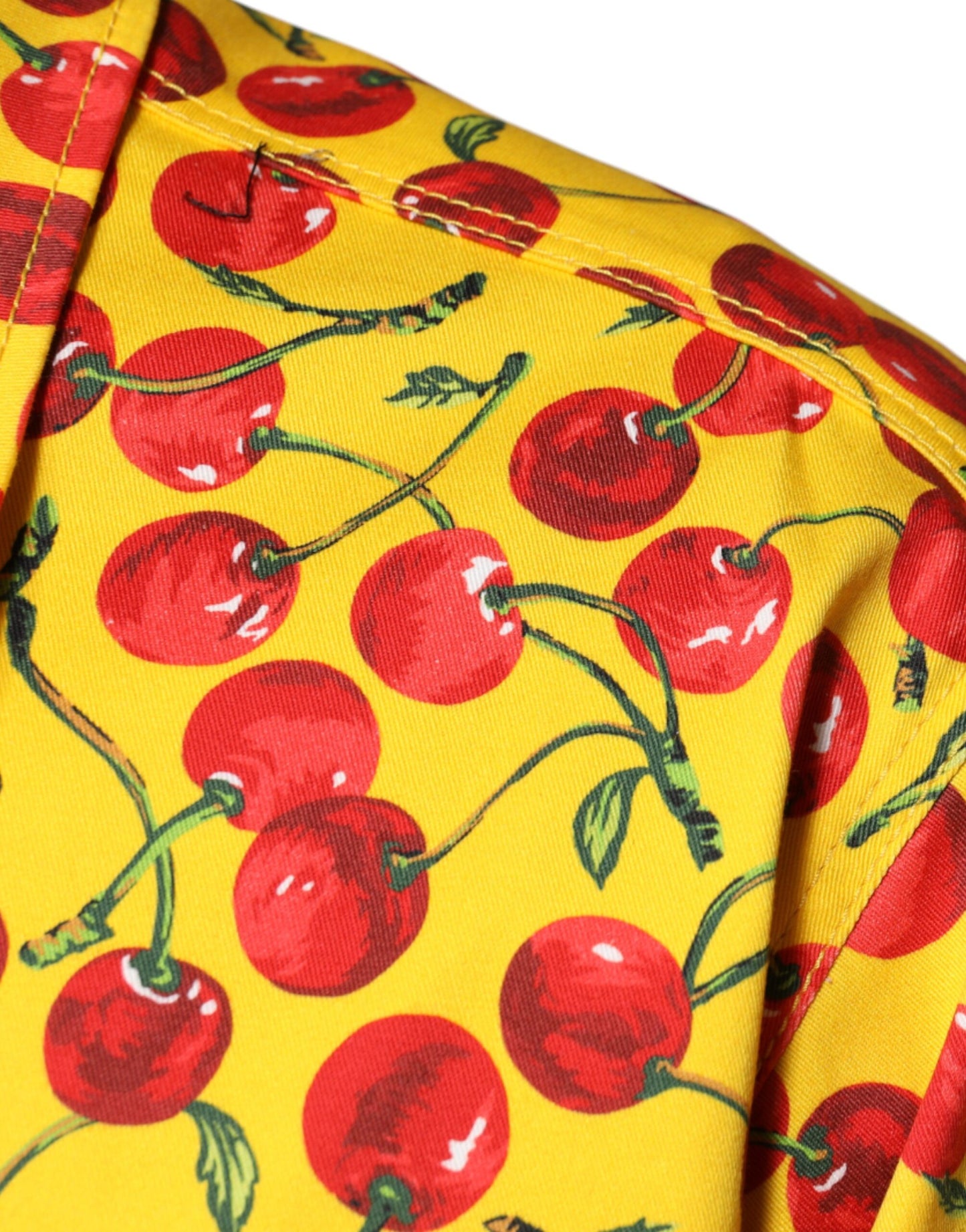 Dolce & Gabbana Yellow Cherry Button Down Men Casual Shirt