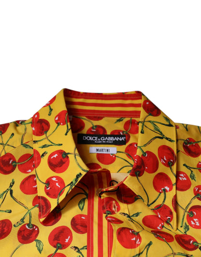 Dolce & Gabbana Yellow Cherry Cotton MARTINI Dress Shirt