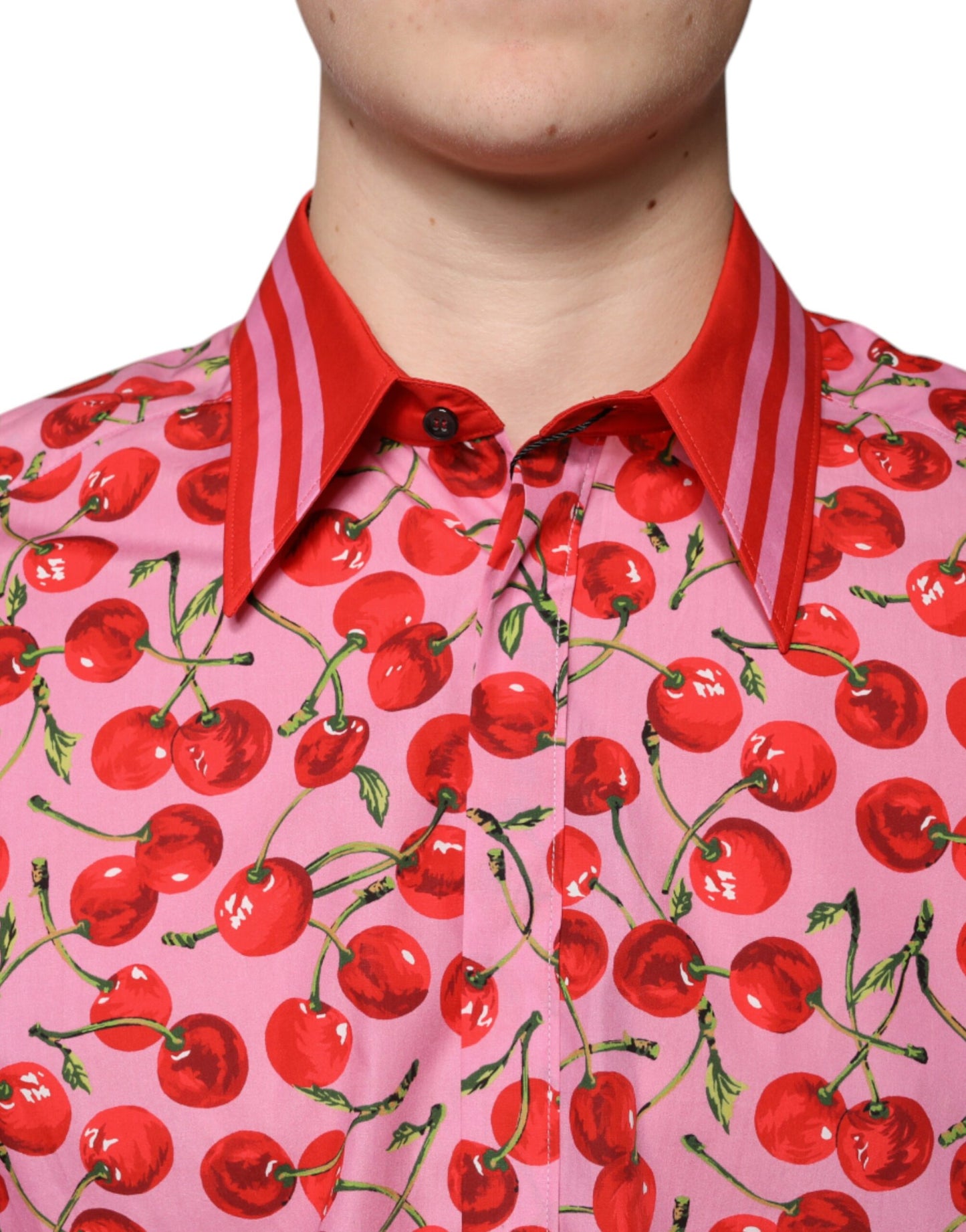 Dolce & Gabbana Pink Cherry Cotton Formal MARTINI Dress Shirt