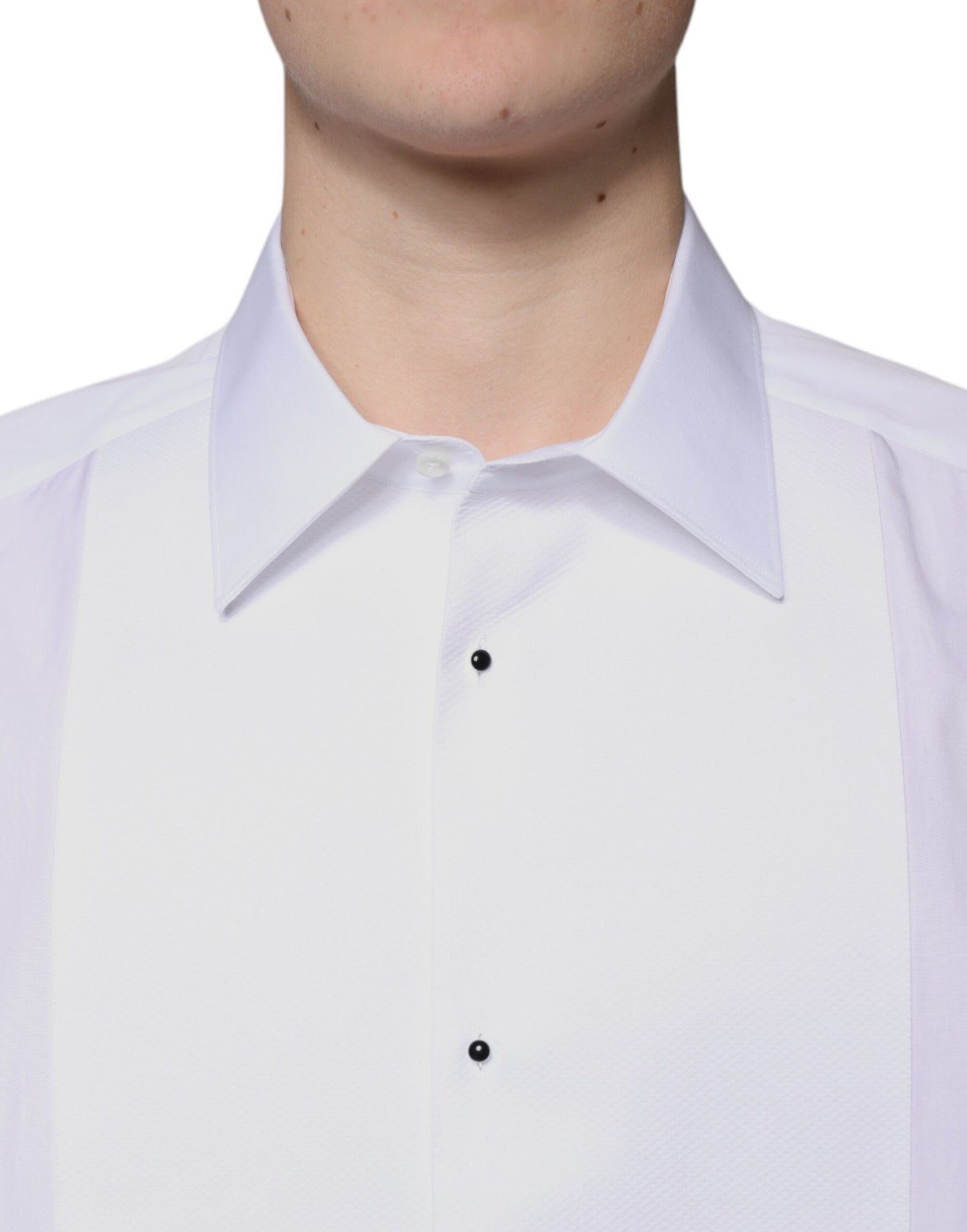 Dolce & Gabbana White Bib Cotton Poplin GOLD Formal Shirt