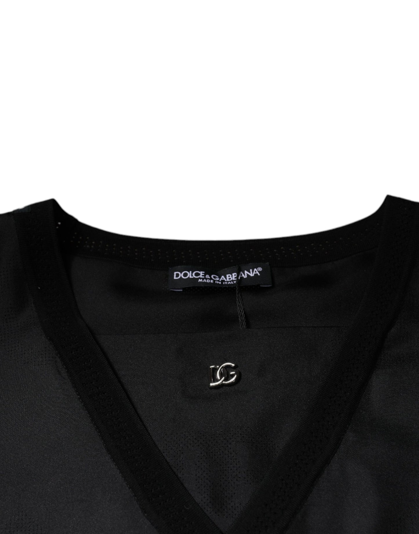 Dolce & Gabbana Black Cotton Square Neck Short Sleeve T-shirt