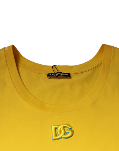 Dolce & Gabbana Yellow Cotton Round Neck Sleeveless T-shirt