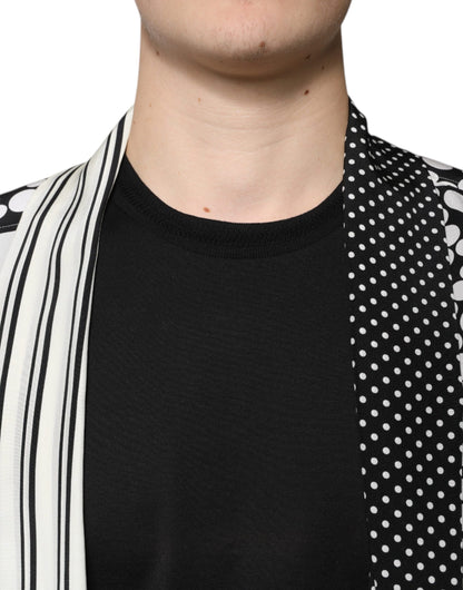 Dolce & Gabbana Black White Polka Dots Silk Men Casual Shirt