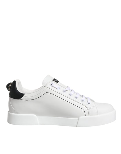 Dolce & Gabbana White Black Portofino Low Top Sneakers Shoes