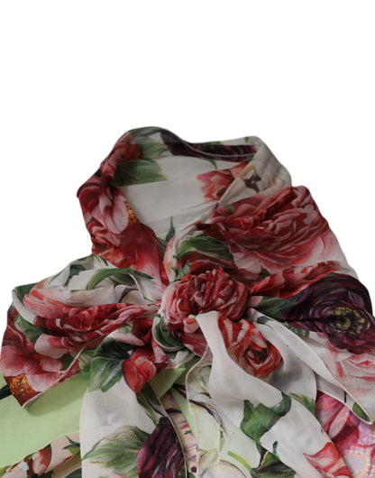 Dolce & Gabbana Multicolor Floral Patchwork Ascot Collar Top