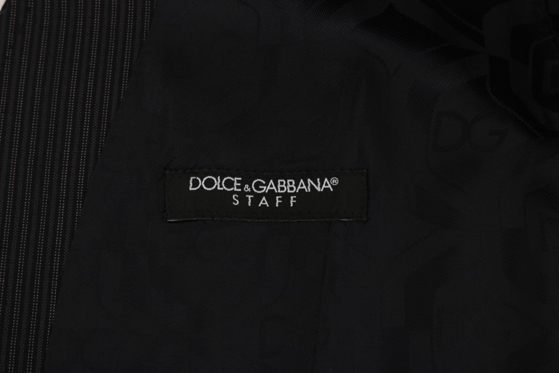 Dolce & Gabbana Elegant Gray Striped Wool Blend Vest