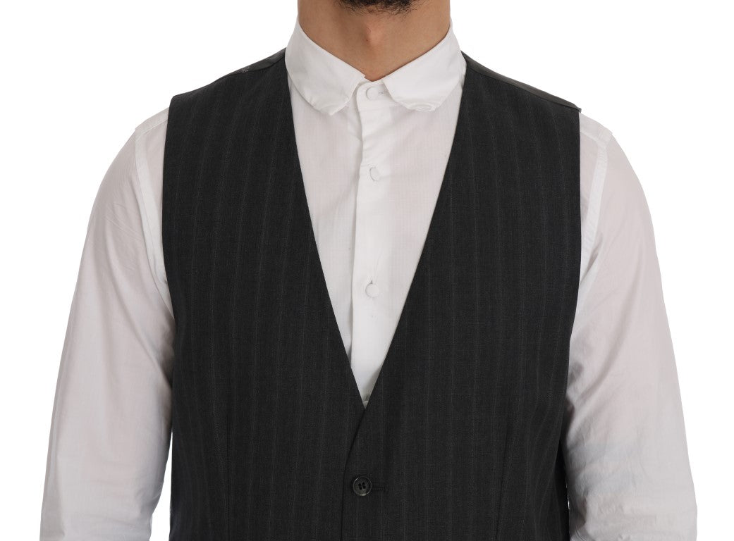 Dolce & Gabbana Elegant Gray Striped Single Breasted Vest