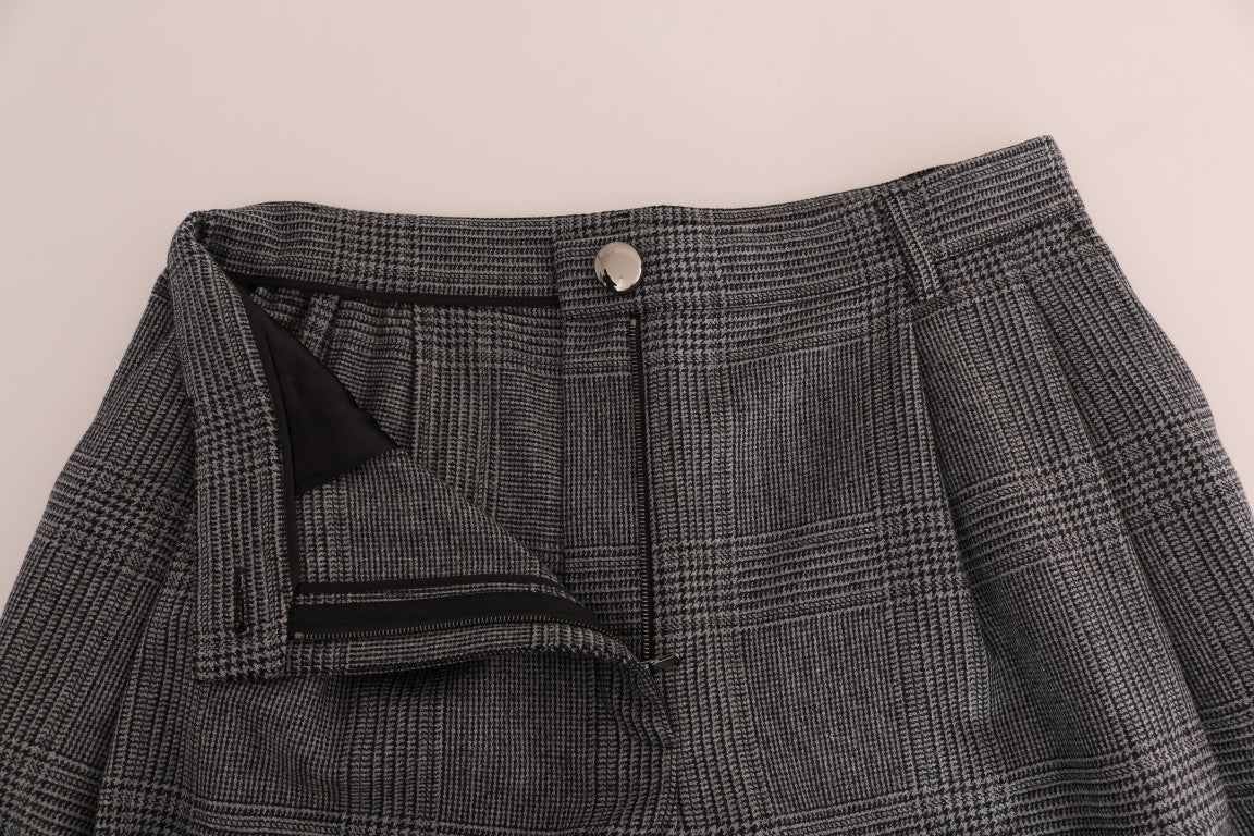 Dolce & Gabbana Elegant Gray Check Capri Wool Pants