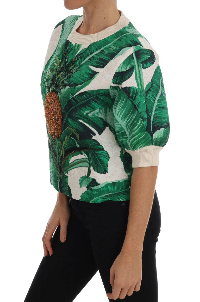 Dolce & Gabbana Tropical Sequined Sweater - Lush Greenery Edition