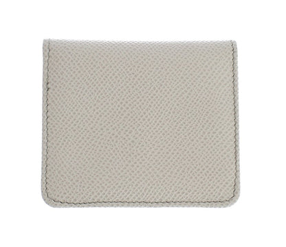 Dolce & Gabbana Sleek White Leather Condom Case Wallet