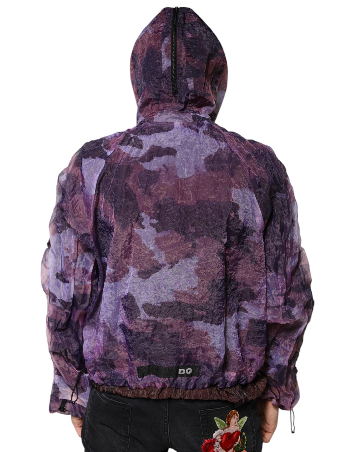 Dolce & Gabbana Purple Camouflage Hooded Men Blouson Jacket