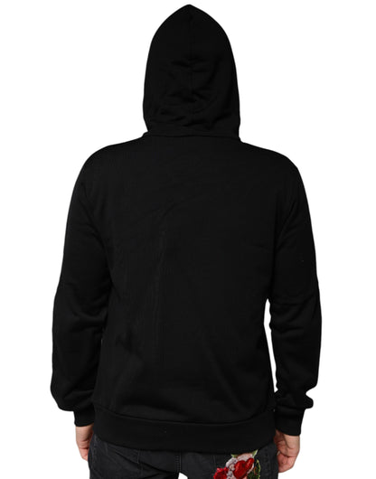 Dolce & Gabbana Black Crown Cotton Hooded Sweatshirt Sweater