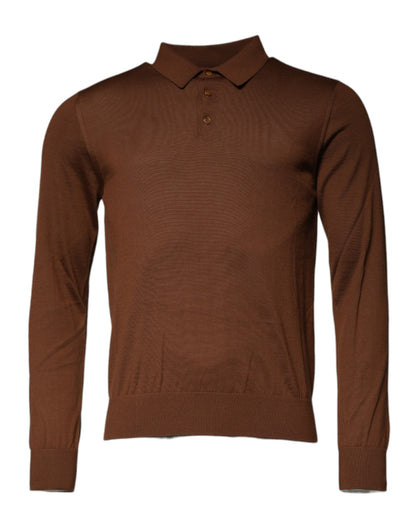 Dolce & Gabbana Brown Cashmere Buttoned Men Pullover Sweater