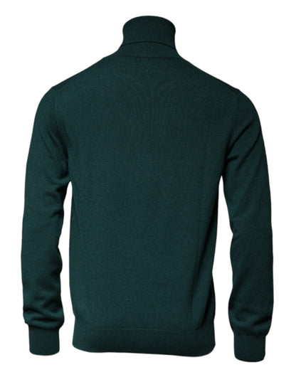 Dolce & Gabbana Green Cashmere Turtleneck Men Pullover Sweater