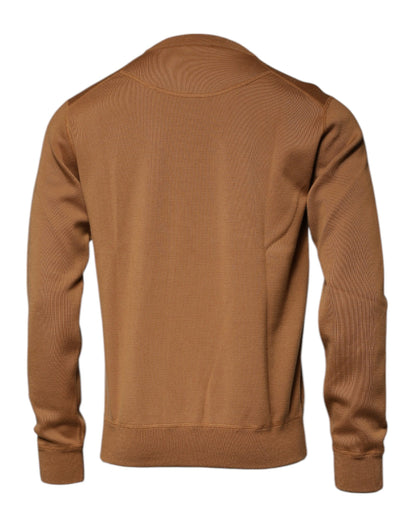 Dolce & Gabbana Brown Logo Plaque Crew Neck Pullover Sweater