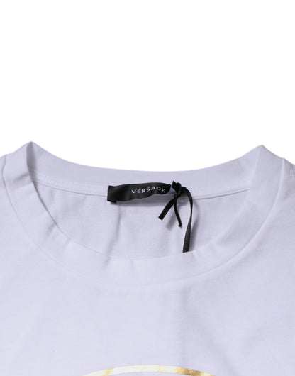 Versace White Medusa Print Cotton Crew Neck T-shirt