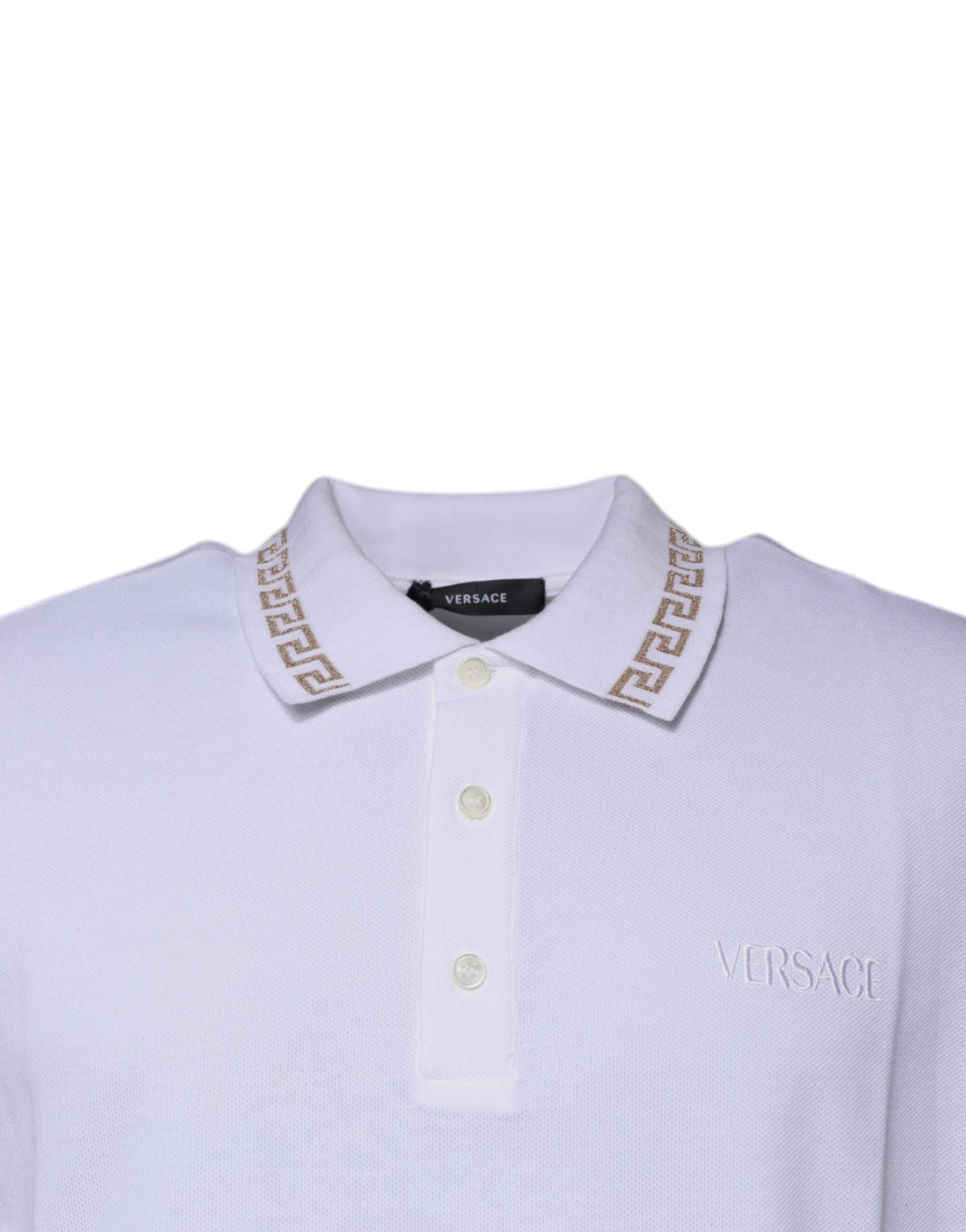 Versace White Viscose Collared Men Polo Short Sleeves T-shirt