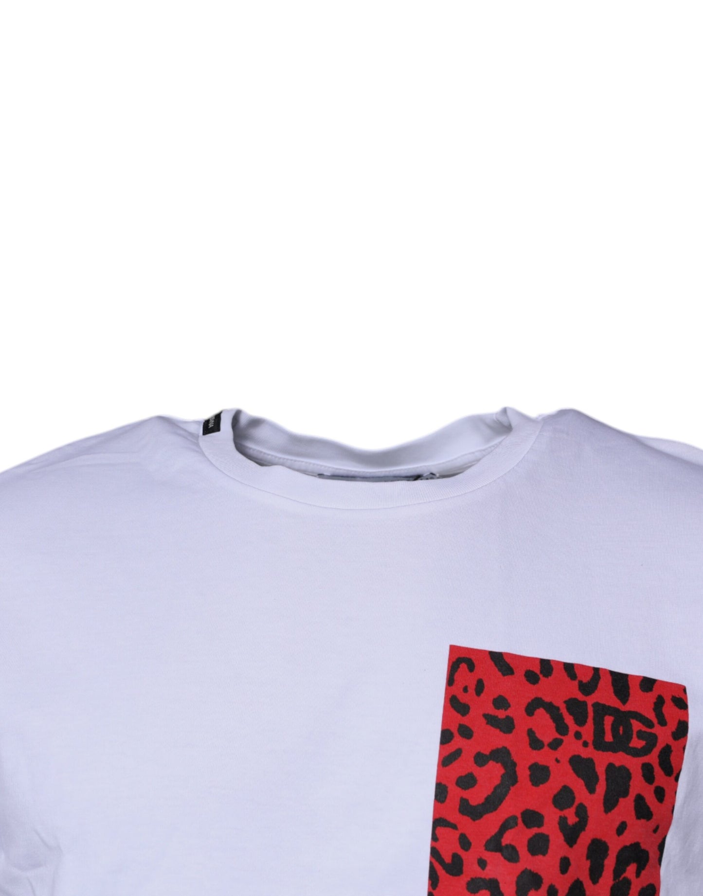 Dolce & Gabbana White Red Leopard Cotton Crew Neck T-shirt