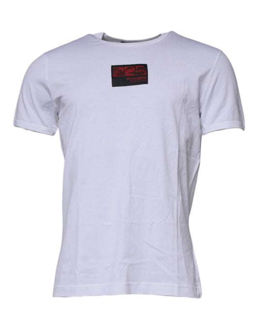 Dolce & Gabbana White Graphic Print Cotton Crew Neck T-shirt