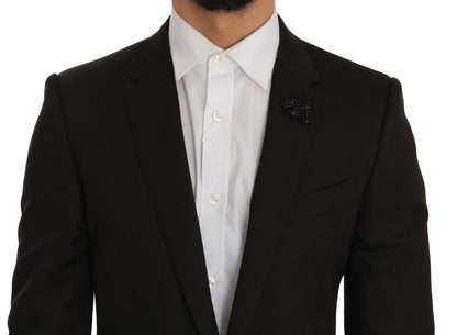 Dolce & Gabbana Elegant Brown Jacquard Martini Suit