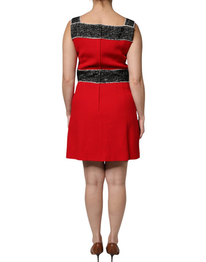 Dolce & Gabbana Red Wool Sleeveless A-line Flared Mini Dress