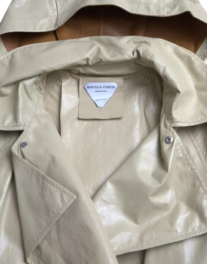 Bottega Veneta Beige Lambskin Leather Trench Coat Jacket