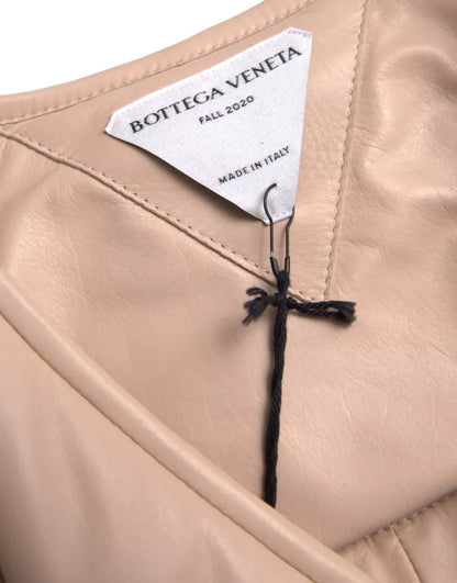 Bottega Veneta Beige Quilted Sleeveless Calf Leather Jacket