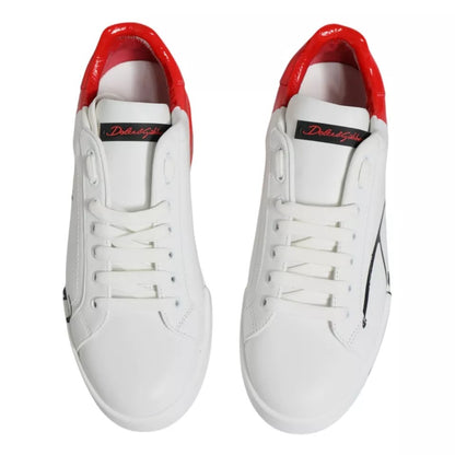 Dolce & Gabbana White Red Portofino Low Top Sneakers Shoes