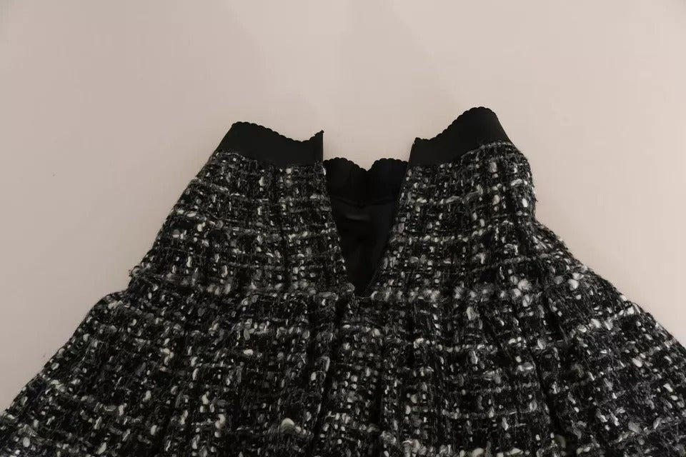 Dolce & Gabbana Black Check Flounce Detailed Wool Mini Skirt