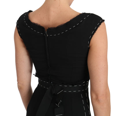 Dolce & Gabbana Elegant Black Sheath Wool Dress