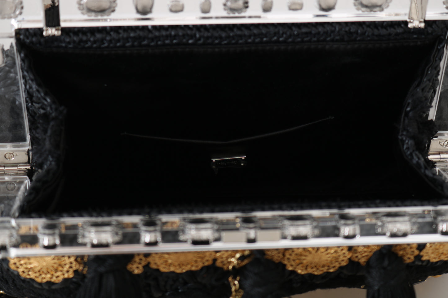 Dolce & Gabbana Black Tassel Gold Baroque Crystal Evening Clutch