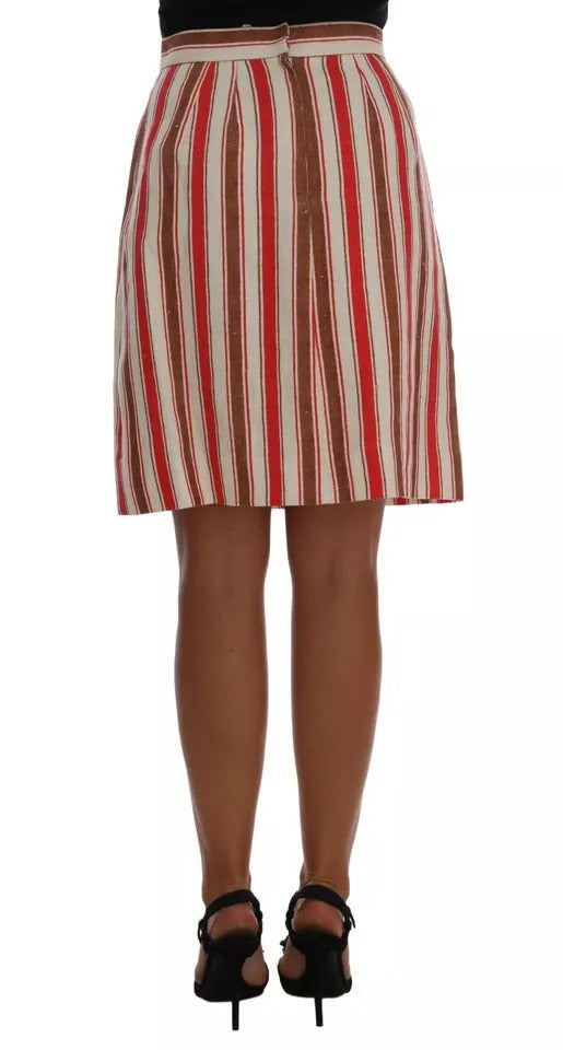 Dolce & Gabbana Multicolor Portofino Stripes Cotton Midi Skirt