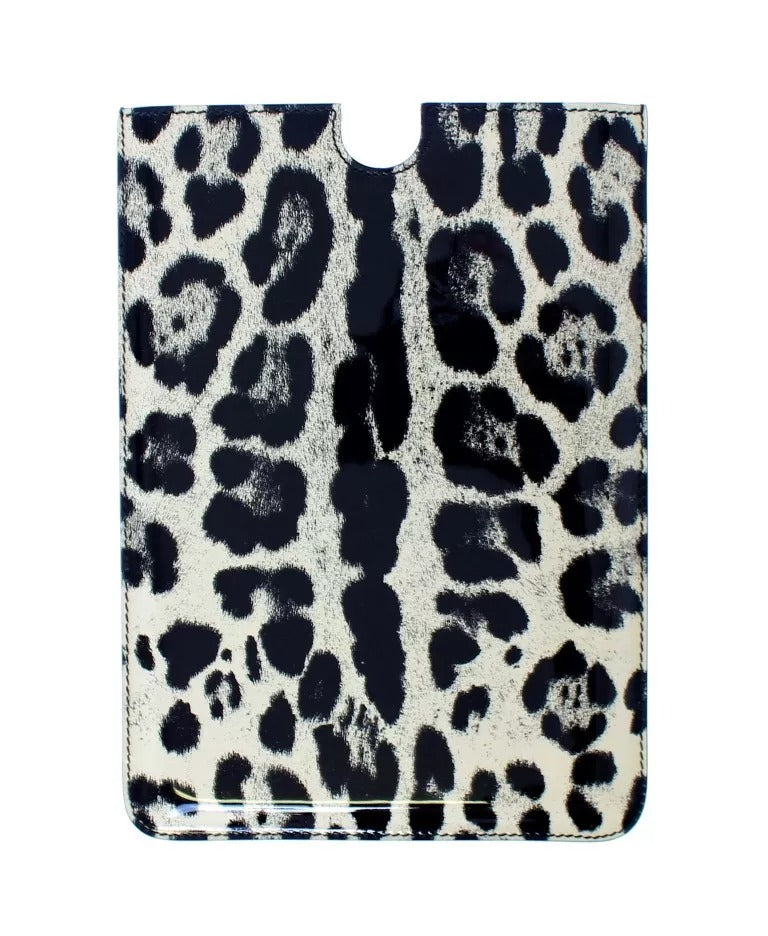 Dolce & Gabbana White Leopard Pattern Leather eBook Cover Tablet Case