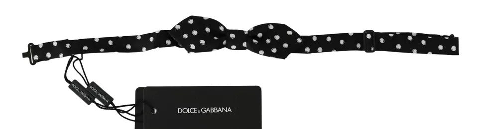 Dolce & Gabbana Black Polka Dots Adjustable Neck Bow Tie