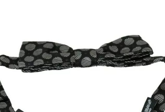 Dolce & Gabbana Black Silk Circles Men Necktie Bow Tie