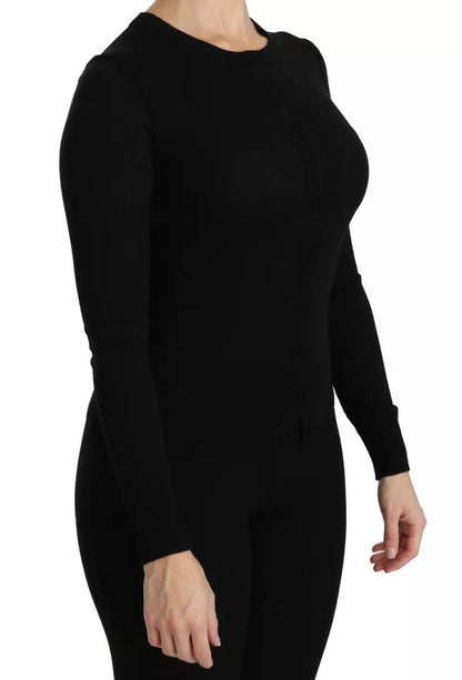 Dolce & Gabbana Black Virgin Wool Long Sleeve Top Blouse Top