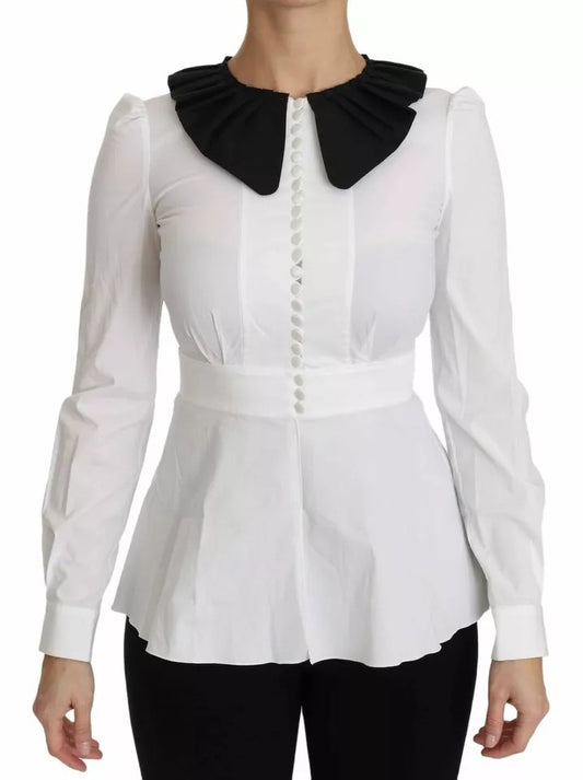 Dolce & Gabbana Black White Decorative Buttons Tops Shirt Blouse