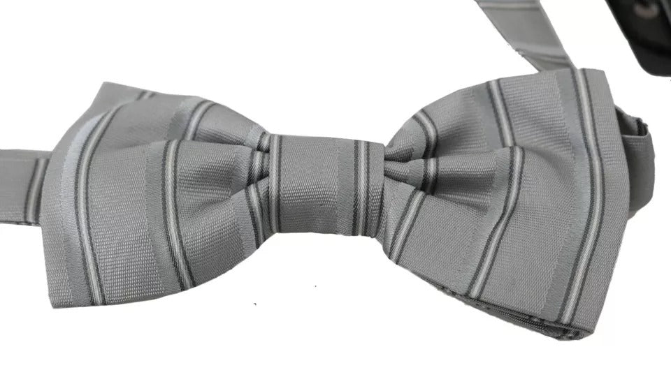 Dolce & Gabbana Light Gray Lining Adjustable Neck Butterfly Bow Tie