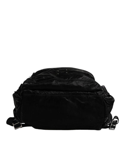 Dolce & Gabbana Black Nylon Logo Plaque Travel School Backpack Bag