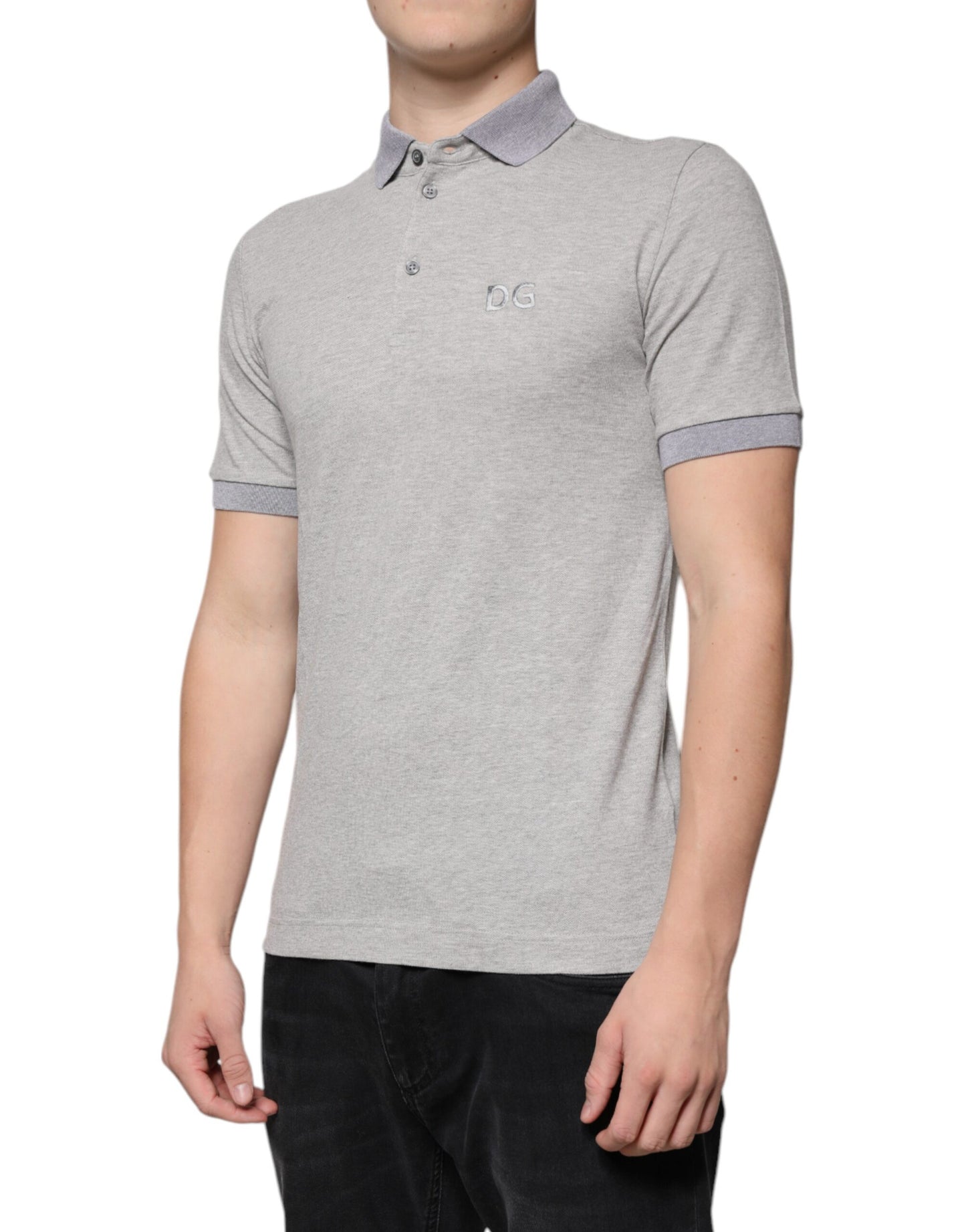 Dolce & Gabbana Gray Collared Short Sleeves Men Polo T-shirt