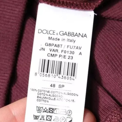 Dolce & Gabbana Maroon Cotton Sleeveless Round Neck Tank T-shirt