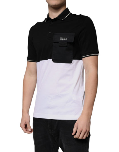 Dolce & Gabbana Black White Cotton Short Sleeves Polo T-shirt