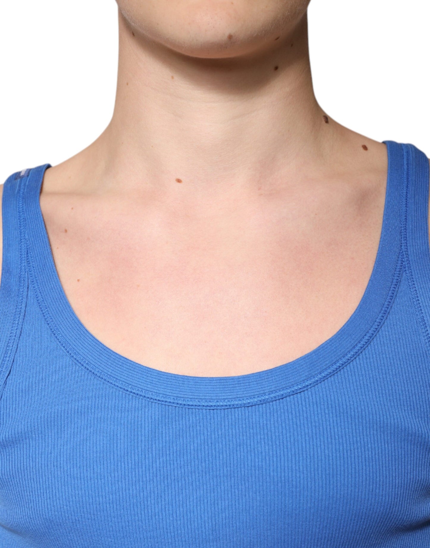 Dolce & Gabbana Blue Cotton Sleeveless Round Neck Tank T-shirt