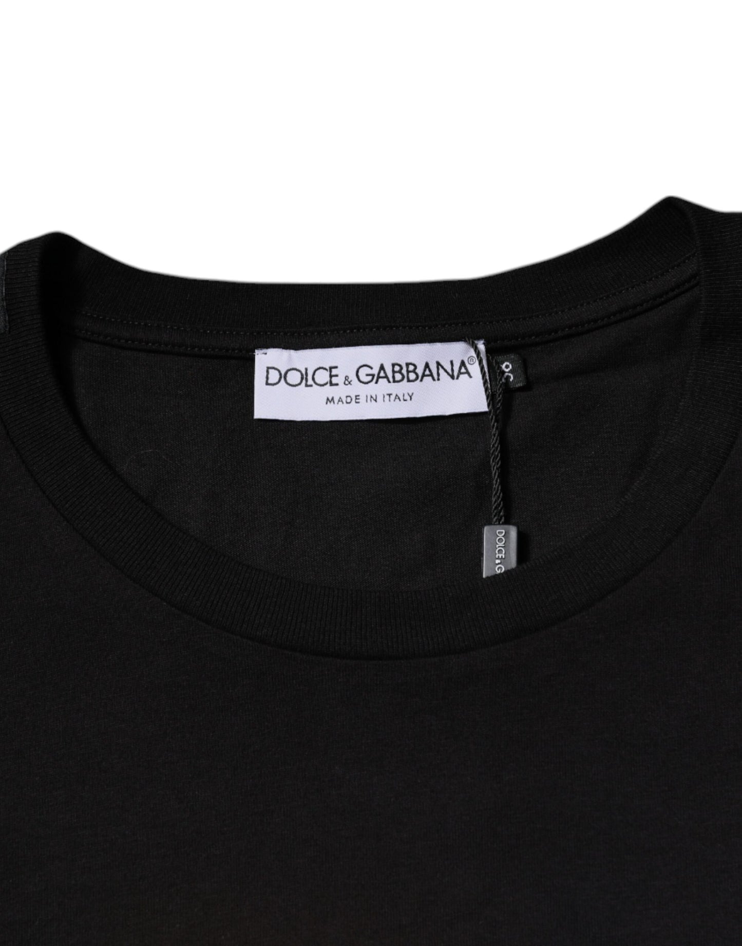 Dolce & Gabbana Black Logo Print Cotton Crew Neck T-shirt