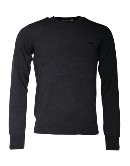 Dolce & Gabbana Dark Gray DG Logo Crew Neck Pullover Sweater