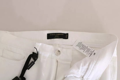 Dolce & Gabbana White Crystal Embellished Skinny Jeans