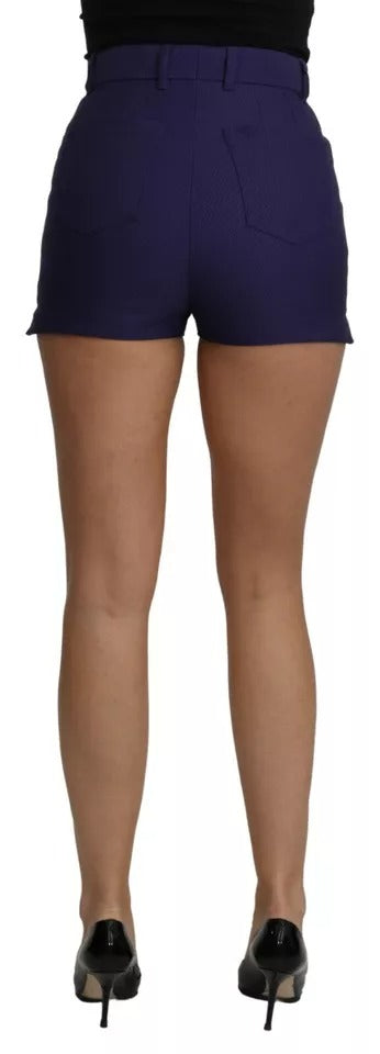 Dolce & Gabbana Blue High Waist Mini Hot Pants Cotton Shorts