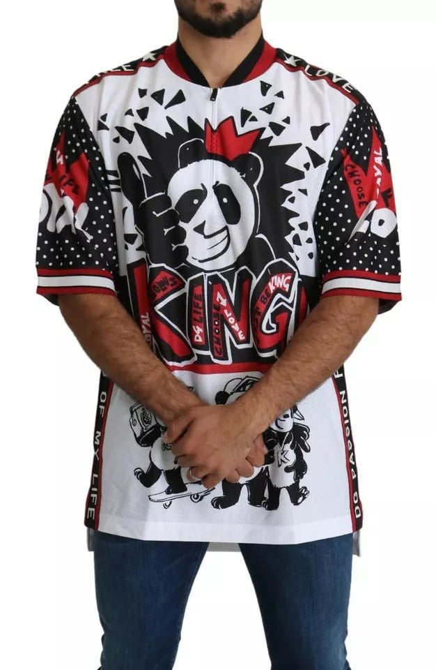 Dolce & Gabbana White King Panda Polyester T-shirt Top