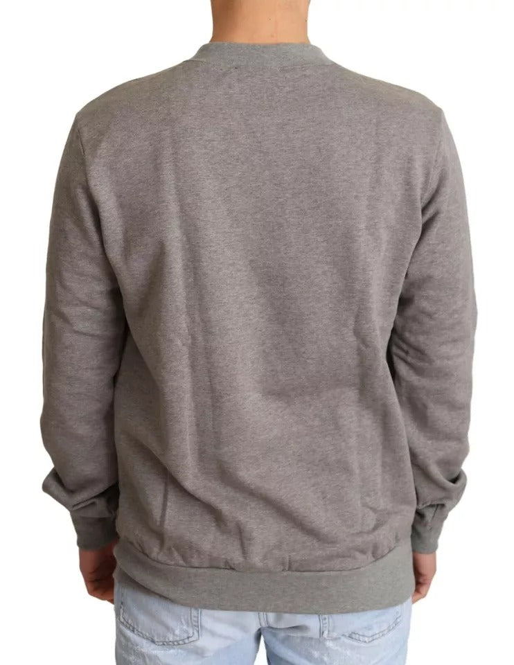 Dolce & Gabbana Gray Crown King Cotton Pullover Sweater