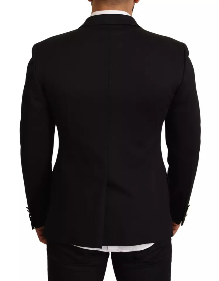 Dolce & Gabbana Black Cotton Slim Fit Coat Blazer Jacket